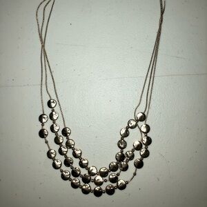 Napier Designer 18” Gold Tone Vintage Necklace Station 3 Row Disc Beads Rare